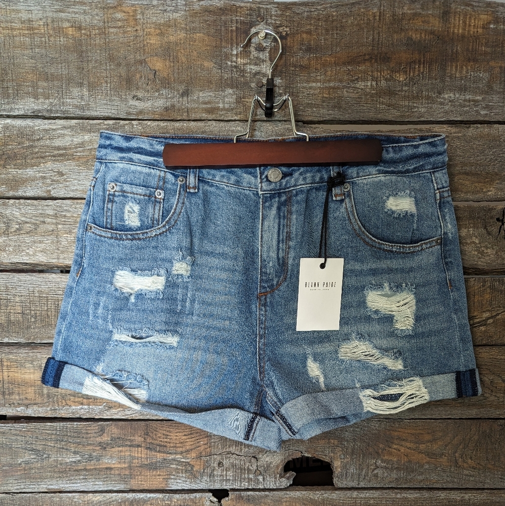 Blank Paige Boyfriend Fit Distressed Shorts